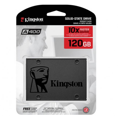 Твердотельный диск 120GB Kingston SSDNow A400, 2.5", SATA III, TLC [R/W - 500/320 MB/s]
